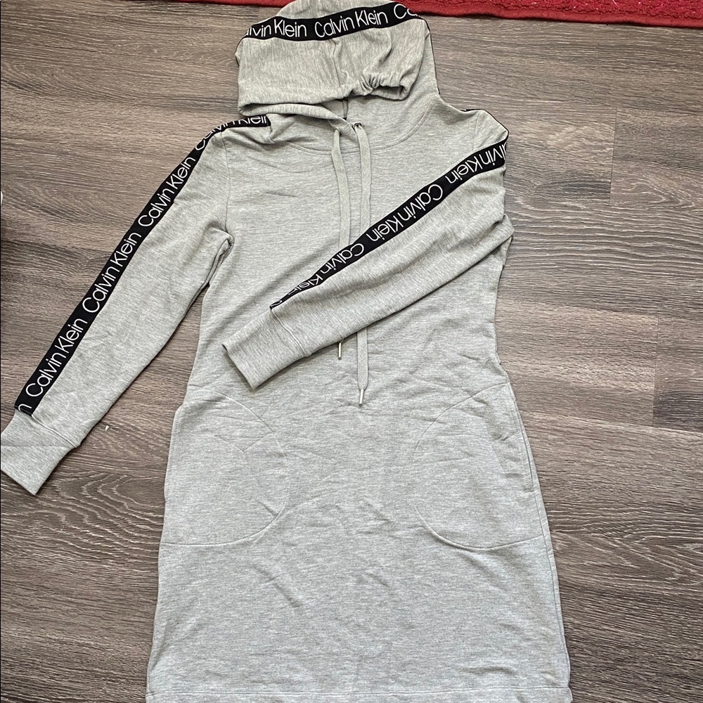 Calvin Klein Light Gray Hoodie Dress Womens Size Small NWT